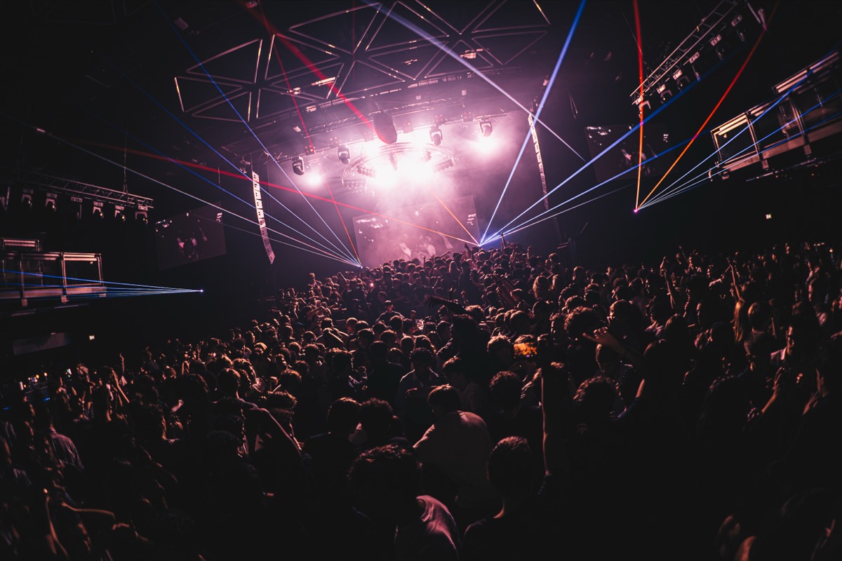 Laser show fanning across the crowd at Ascension